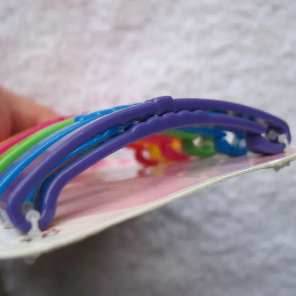 6 Scunci Bright Colors All Plastic Flat Tight Hair Barrettes Clips Pins No Metal